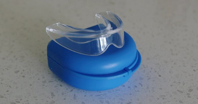 Close up Tilt Down of a Mouth Guard