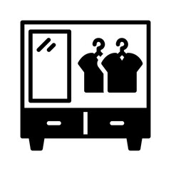 Vector solid black icon for Cloth wardrobe