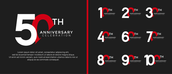 anniversary logo style set with white and red color can be use for celebration moment