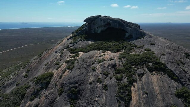 4K60 Aerial View of Frenchman Peak Mountain Cape Le Grand Australia Outback