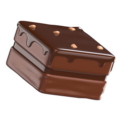 Choco Brownies 3D Icon Chocolate with Transparent Background