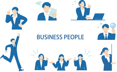 働くビジネスマンのベクターイラストセット