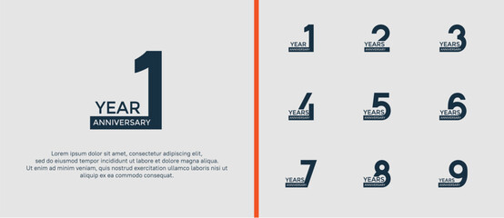 anniversary logo style set with black and orange color can be use for celebration moment