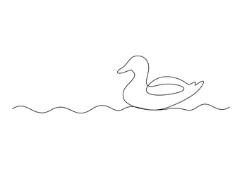 Continuous one line drawing of duck. Isolated on white background vector illustration 