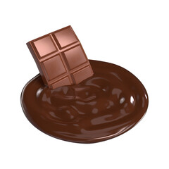 Chocolate 3D Icon Chocolate with Transparent Background