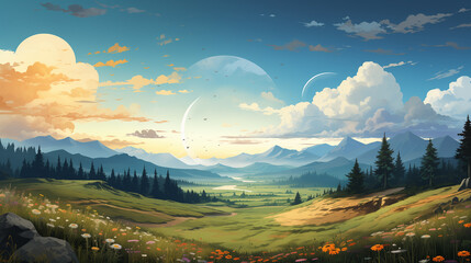 illustration of variant pic summer panorama
