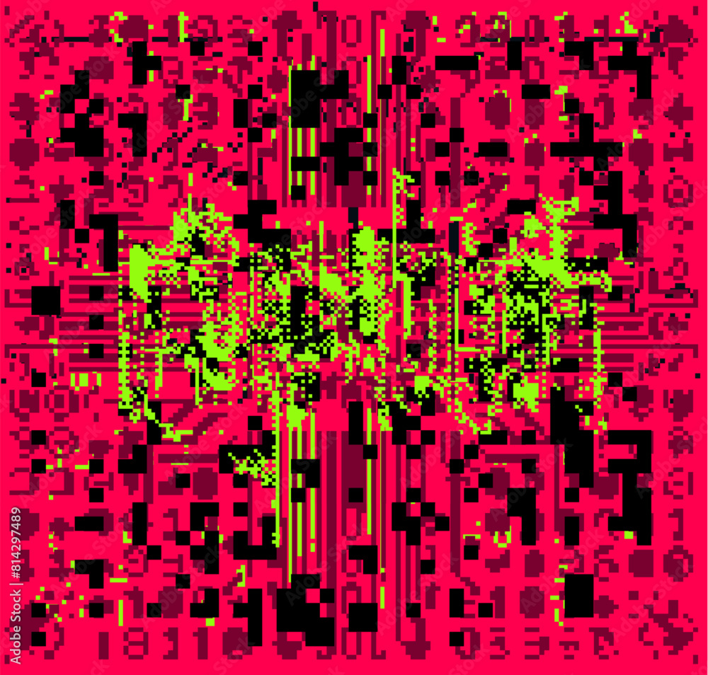 Aufkleber abstract glitchy background with random pixel noise. vector illustration in green and black colors.