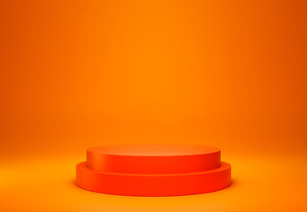 circular orange podium in orange background