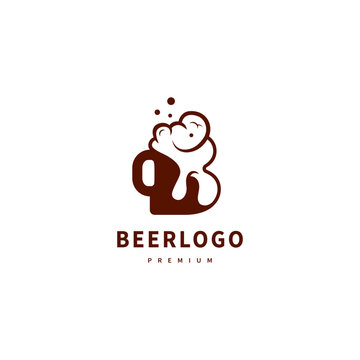 Glass mug beer with initial letter B wordmark logo design inspiration