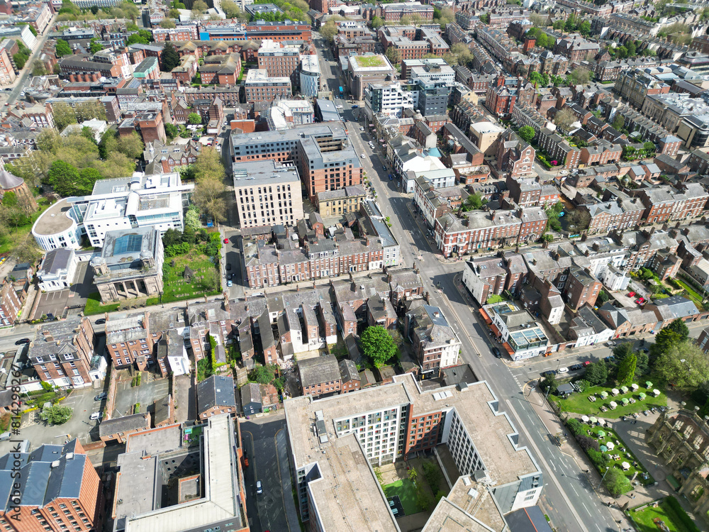 Wall mural High Angle View of Modern British City Centre of Liverpool,  The Maritime city in northwest England, United Kingdom. May 5th, 2024