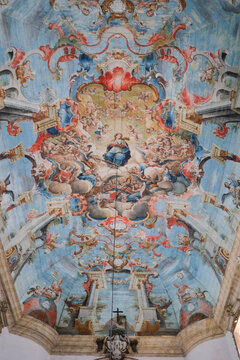 Ouro Preto, Minas Gerais, Brazil - May 2, 2024: Ceiling of the S&atilde;o Francisco de Assis Church, painting by Master Ata&iacute;de