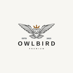 Owl bird vintage logo design illustration 2
