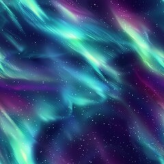 Bright glowing aurora borealis in the night sky, seamless pattern