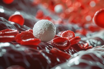 3d render red blood and white blood cells, science and medical concept.