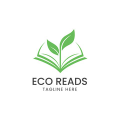 Simple and modern logo design, combination of books with green leaf, suitable for brand or business logos, bookstores, learning.