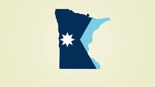 Minnesota state flag United States map outline zoom in animation