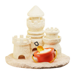 3D Icon Summer. sand castle. Isolated on transparent background. 3D illustration. High resolution