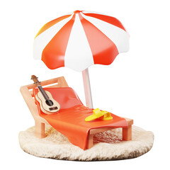 3D Icon Summer. beach chairs. Isolated on transparent background. 3D illustration. High resolution