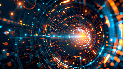 Obraz premium Futuristic data tunnel, embodying the concept of cryptocurrency and digital transactions