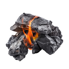 Smoldering coal isolated on white background.