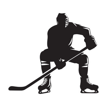 recommend clip art: Hockey silhouette black vector flat illustration.