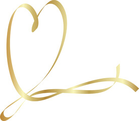 Gold heart ribbons, love, valentine, romantic