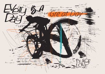 old bike riding poster, graffiti slogan print with neon spray, Urban typography street art graffiti slogan print with spray effect, art grunge graphic tee, t shirt graphics print for graphic tee