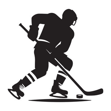 recommend clip art: Hockey silhouette black vector flat illustration.