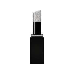 Obraz premium Silver Glitter & Black Metallic Lipstick Makeup Transparent Background PNG Illustration 