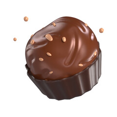 Chocolate Truffle 3D Icon Chocolate with Transparent Background