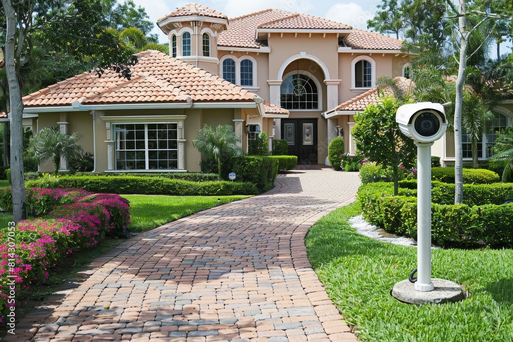 Poster modern security devices in building surveillance use protective automation, ensuring secure watchful