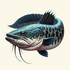 oil painting of a snakehead fish