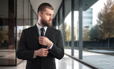 Happy proud professional businessman wearing suit