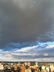 High Angle View of Greater Manchester City Centre Buildings During Beautiful Sunny day over England UK. May 5th, 2024
