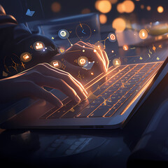 In the digital age, where information flows like a river, focus is the foundation of progress. This image captures an individual immersed in their work on a laptop, symbolizing the intense