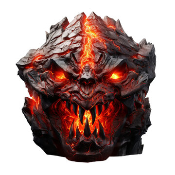 Fantasy Volcanic rock monster head illustration