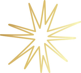 Set of golden stars in doodle style