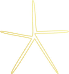 Set of golden stars in doodle style