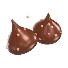 Two Chocolate Kiss 3D Icon Chocolate with Transparent Background