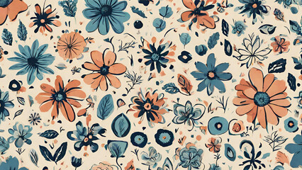 Watercolor Flowers Unique Patterns Background