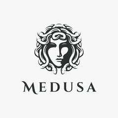 Head of Medusa logo symbol vector on white background