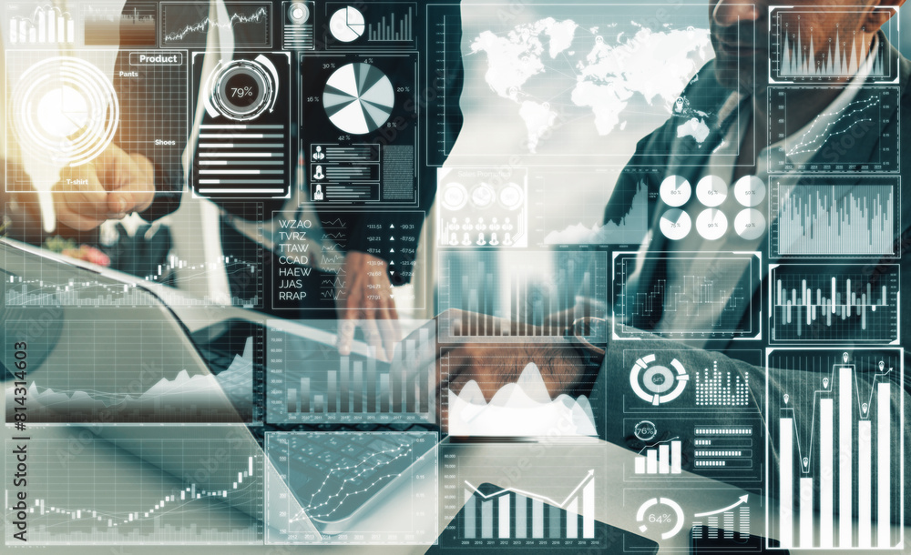 Aufkleber big data technology for business finance analytic concept. modern interface shows massive informatio