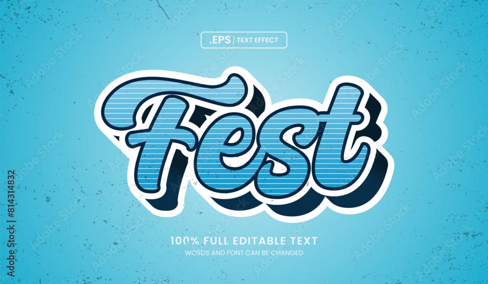 Poster design editable text effect, fest 3d concept with cartoon style