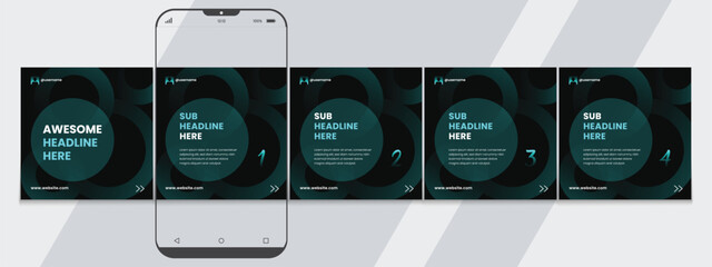 Set of LinkedIn carousel post, social media Instagram carousel post, modern and editable business carousel template design © Tarek Digital