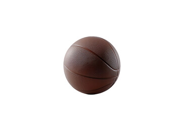 A brown leather basketball isolated on a transparent background, perfect for sports illustrations or designs