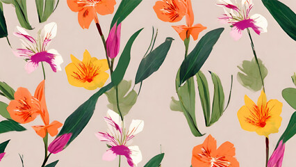 A Seamless Pattern With Exotic Spring Floral