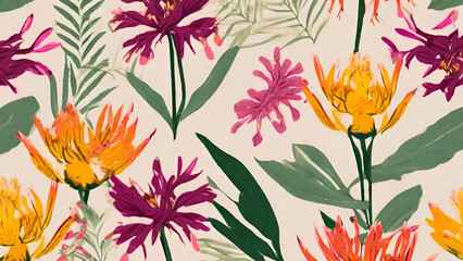 A Seamless Pattern With Exotic Spring Floral