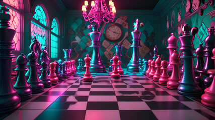 chess board Fantasy with pastelcolor