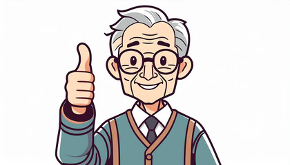 シニアのイラスト　白背景