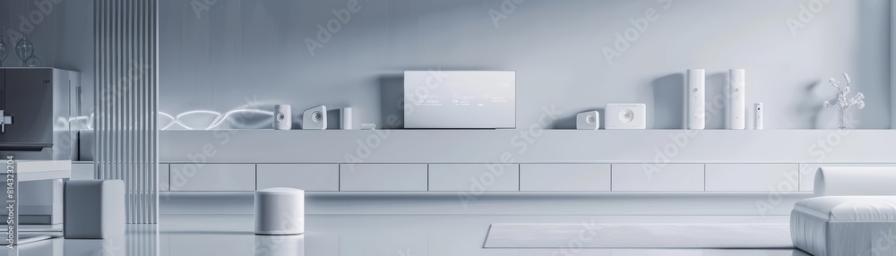 Fototapete 3d product display background featuring a smart home automation system with minimalist style